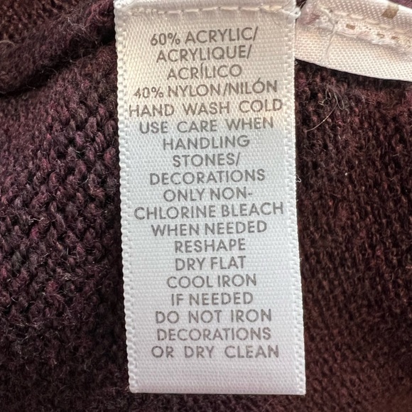 Loft Burgundy Crewneck Sweater with Multicolored Rhinestones 🔥 - Picture 4 of 4